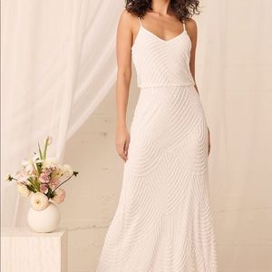 LULUS More Than Words white sequin maxi dress |💍 wedding reception dress👰🏻‍♀️